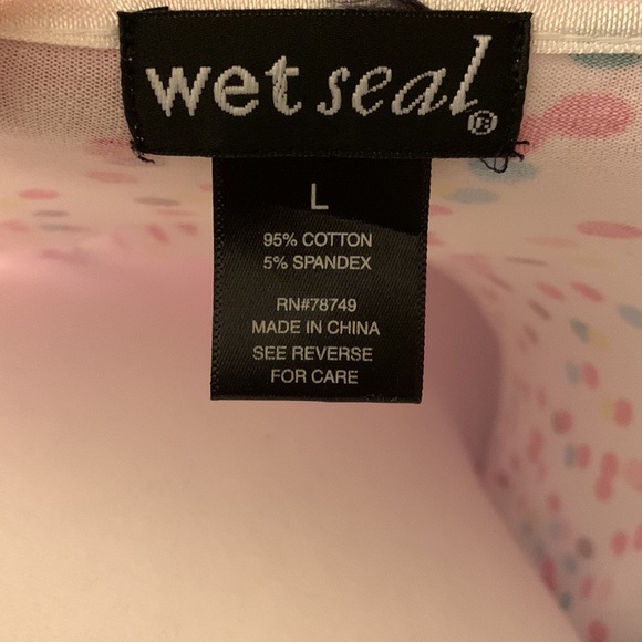 Wet Seal White Cami w/ Multi Color Polka Dots Adjustable Straps Size L - Picture 5 of 5